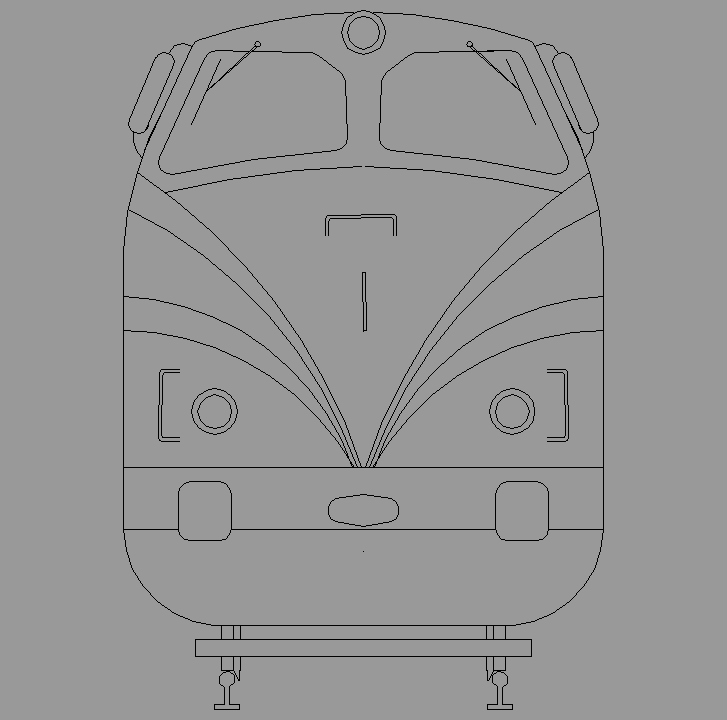 Bloque Autocad Vista de Maquina Tren diseño 01 en Alzado